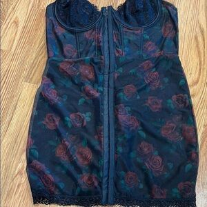 Dolls Kill Current Mood Floral Black and Red Women's Dress NWT xxs